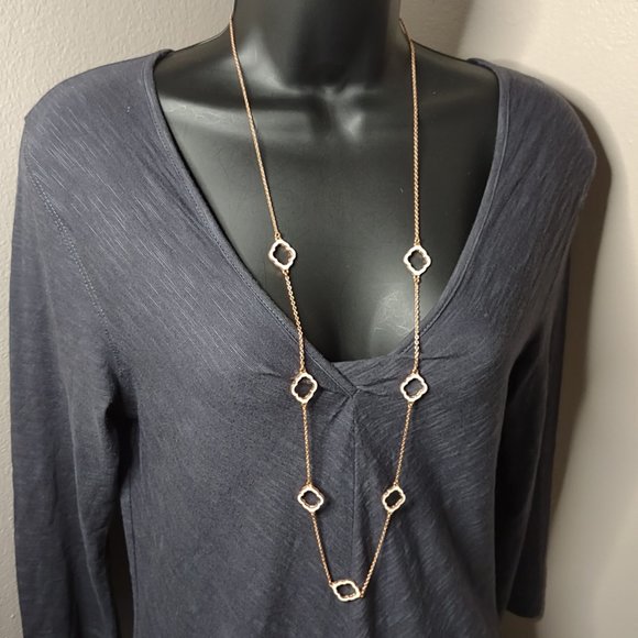 Long Rose Gold Tone Decorative Necklace 38 To 40.5 Inches - Picture 9 of 12